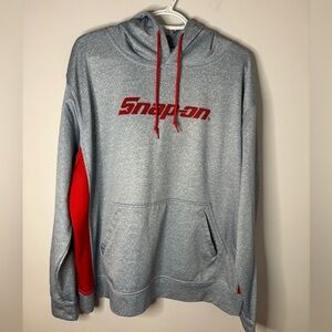 Snap-on Gray Hoodie with Red Highlights